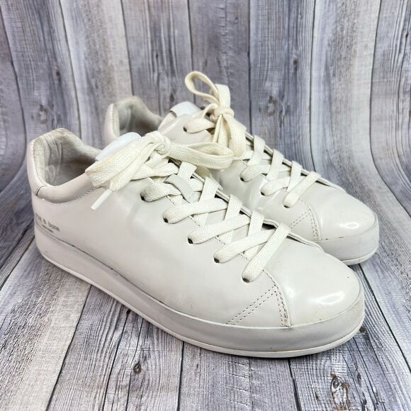 Rag & Bone RB1 Patent Leather Off White Sneakers Low Top Size EU 37 US 7 - Picture 1 of 10